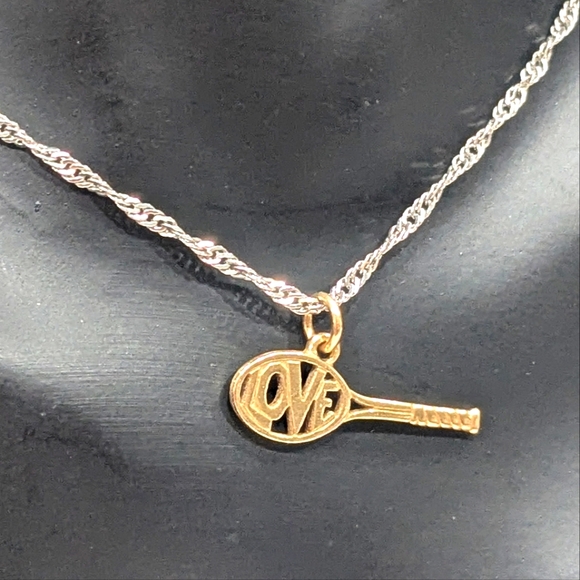 Rare-Retired 14K Gold James Avery Tennis Racket "LOVE" Charm/Pendant - Picture 4 of 11